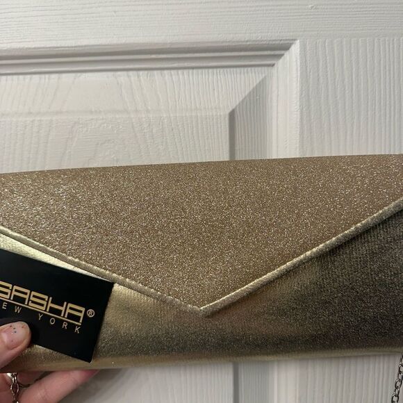 Women’s Golden Clutch With Strap - Picture 2 of 4